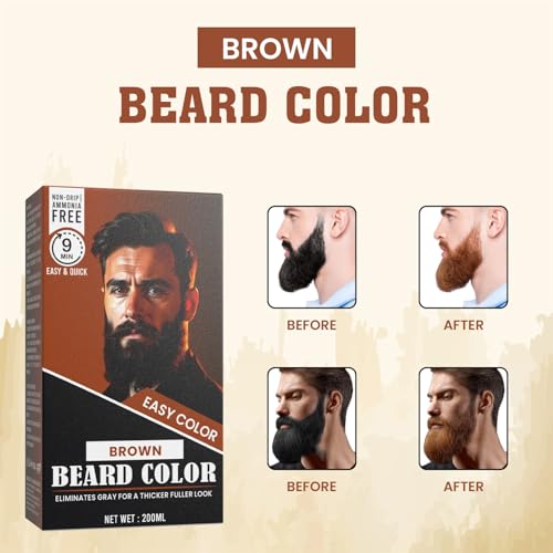 Image of Fruit Vinegar Hair Dye Color for Both Men, Women, Natural & Ammonia Free Color Dye (Black, A /B 100 Ml) (Brown Beard Color, Color + Devloper)
