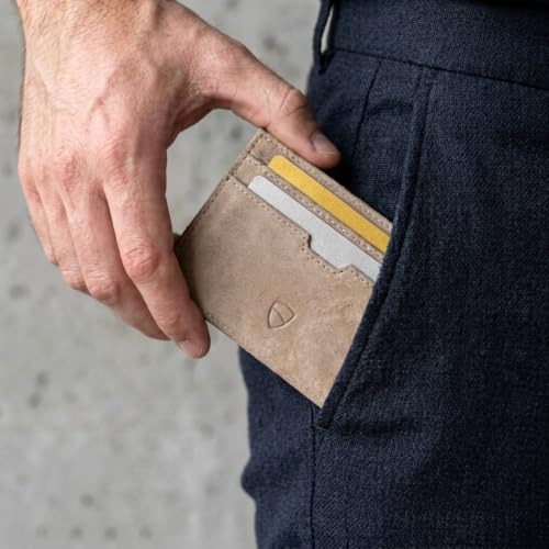 Image of Vaultskin MOORGATE Slim Card Holder - Minimalist Leather Wallet with RFID Blocking, Front Pocket Credit Card Case for Men & Women