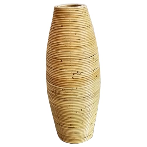 Vaso per pavimenti, vaso di rattan, vaso da pavimento alto 19,7 pollici, vaso di vimini intrecciato per decorazioni per la casa, vasi di fiori di Pampas secchi decorativi artistici per il centrotavol