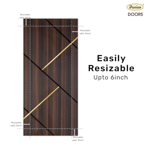 Image of Durian Wooden Door for Home and Bathroom |Laminate Finish |Termite-Resistant & Anti-Warping | 5'' Resize Option |Dark Walnut Color| 30mm Thickness |(Frame Not Included) |32 * 90 Inch (2.7x7.5Ft)