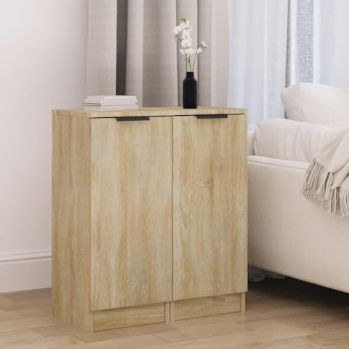 OHOOWOO Credenze 2 pz Rovere Sonoma 30x30x70 cm in Legno Multistrato,Credenza multifunzionale in stile nordico con ampio spazio porta oggetti Credenze e buffet, Buffet e credenze