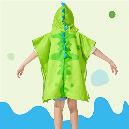 Wernnsai NL-DINOSAUR BATH TOWEL-G001-UK Dinosaur Kids Beach Towel - Hooded Towel Wrap 27 Inch X 27 Inch Kids Hooded Poncho Sand Free Beach Towel For Boys Bath Pool Quick Dry Soft Kids Bath Towel thumb #3