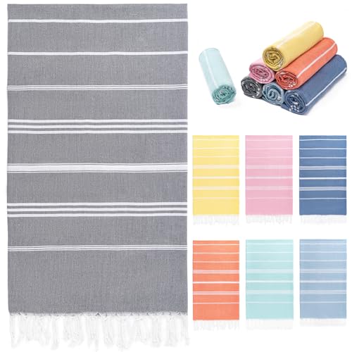 Aegero Turkish Beach Towel, 36'x71' Quick Dry Sand Free Oversized Bath Pool Swim Towel, Lightweight Travel Turkish Towels Vacation Essentials, Dark Gray