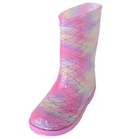 ABSOLUTE FOOTWEAR Childrens Kids Infants Easy Slip On Waterproof Glitter Mermaid Wellington Boots