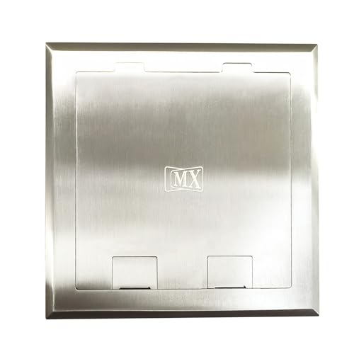 Image of MX 10 Module Floor Pop Up Box - Stainless Steel Flush Mounting 45 Series Modules, 90 Top Cover, Concrete Floor Installation Silver - Open type Floor Boxes