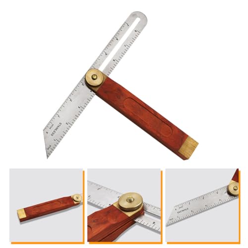 Regla ajustable T-Bevel para carpintería con perilla de madera miniatura 6