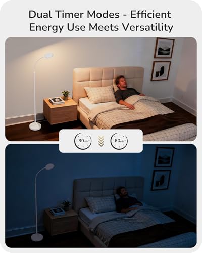 Image of EDISHINE Gooseneck Floor Lamp 1300LM LED Floor Lamps for Living Room White | 4 Color Temperature, Dimmable, Remote & Touch Control, 30 /60Min Timer, Adjustable Gooseneck for Bedroom, Office