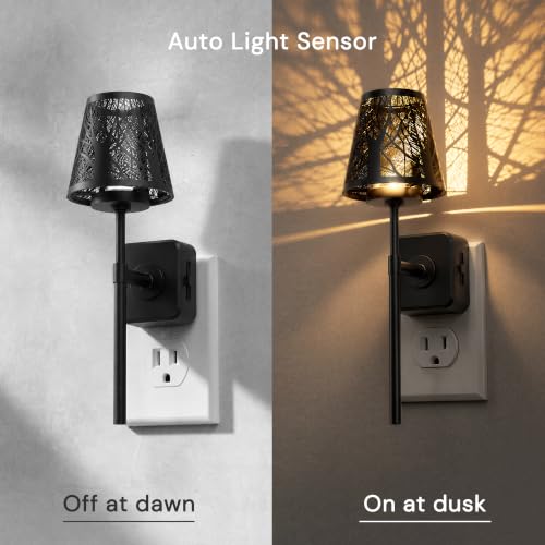 Image of L LOHAS LED Night Lights Plug into Wall, Decor Metal Crafted Night Light | 2 Pack Dusk to Dawn Sensor Vintage Nightlight, 0-100LM Dimmable, for Bedroom Living Room Hallway