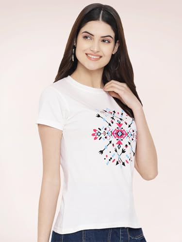 Image of Preneum Women's Cotton Regular Fit Graphic Stylish Printed Short Sleeves Casual T-Shirt || Trend & Style (Pack 3)