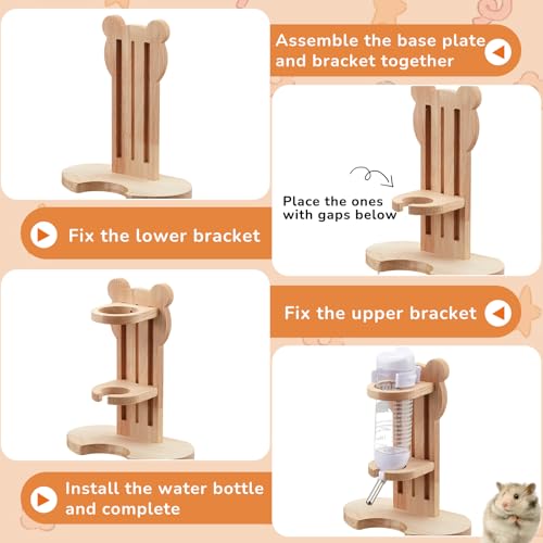 18 Pcs Hamster Cage Accessories, Silent Hamster Wheel, 15 Chew Toys Set, Maze Wood House and Water Bottle Set for Rat Mice Small Animals Habitat (Fun Interactive Style) - Image 5