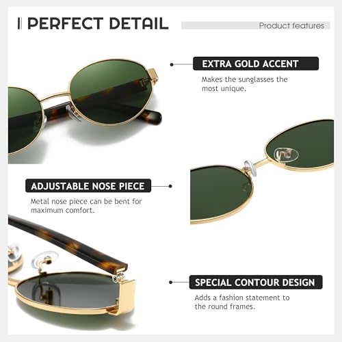 Retro Sunglasses for Women Oval Polarized Sunglasses Mens Trendy Style Sun Glasses Classic UV4003
