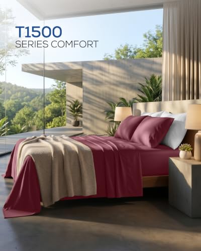 Image of Utopia Bedding Queen Sheet Set 4 Piece Soft Sheets - Burgundy