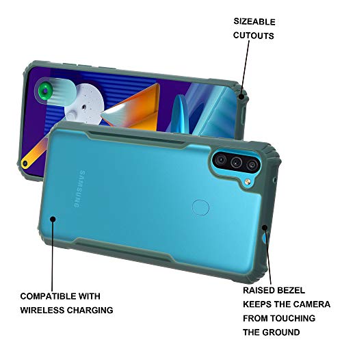 Image of LIRAMARK Transparent Clear Shock Proof Back Cover Case Designed for Samsung Galaxy A11 / Galaxy M11 (Green)