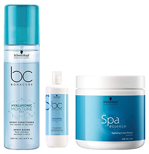 Image of Schwarzkopf Professional Moisture Kick Micellar Shampoo &Schwarzkopf Professional Spa Essence Hydrating Masque &Schwarzkopf Professional Moisture Kick Spray Conditioner