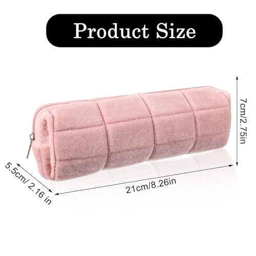 Image of WY LIGHTING LEVEL Small Plush Pink Pouch Travel Makeup Pouch Heavy Duty Aesthetic Pen Case Cute Cosmetic Bag Organizer Trendy Office Storage Bags Mini Zipper Toiletry Pouches for Women Men Adult