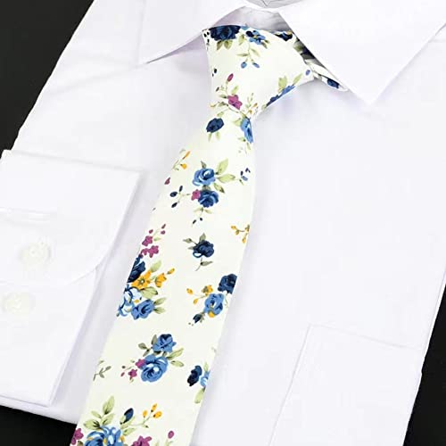 Image of Mantieqingway Floral Ties for Men Skinny Cotton Tie Flower Necktie