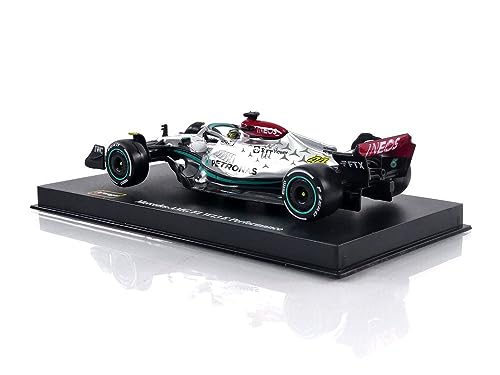 Image of Bburago - 1 /43 Scale Model Compatible with Mercedes-AMG Replica Compatible with Petronas F1 Team W13# 63 Compatible with George Russell 2022 (Silver) Formula 1 Racing Car Miniature