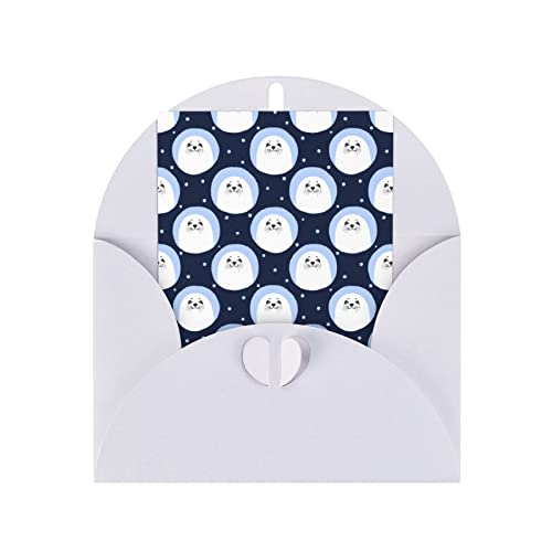 かわいい アザラシ 誕生日カード メッセージカード おしゃれ グリーティングカード クリスマスカード 感謝状 封筒付き グリーティングライフ ニバーサリー 母プレゼント 卒業手作りの 人気 贈り物 White de142