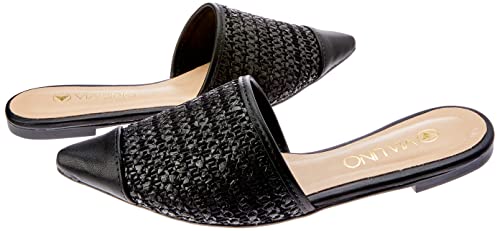 Mule de solado flat, Via Uno, Feminino, Preto, 35