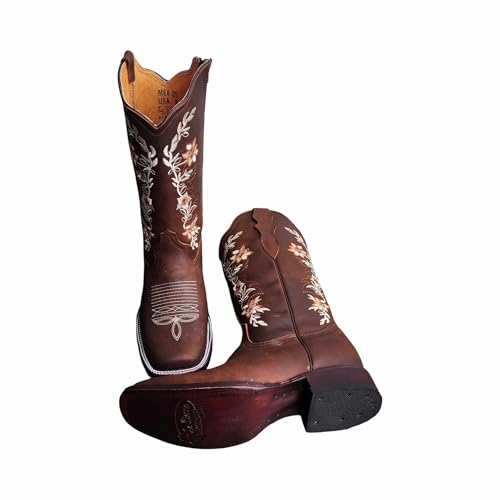 Dona Michi WOMENS COWGIRL Square toe leather Flower embroidered Design with zipper Botas para Mujer con Zierre3