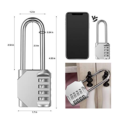 Disecu 4 Digit Combination Lock 2.5 Inch Long Shackle Outdoor Waterproof Padlock For School Locker, Gym Locker, Hasp Storage, Fence, Gate, Cooler, Case (Silver, 2 Pack) #TOP3