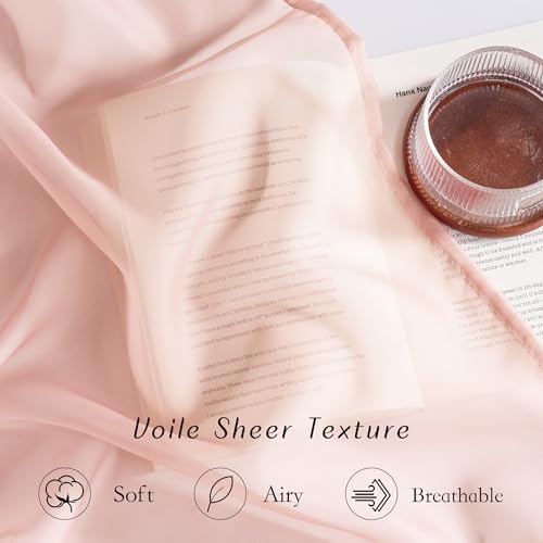 Image of NICETOWN Light Pink Sheer Curtains 96 inches Long, Grommet Voile Sheer Textured Airy & Lightweight Curtains & Drapes Light Filtering for Bedroom /Living Room, W54 x L96, 2 Panels