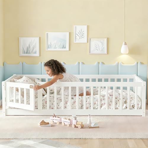 Bellemave Twin Montessori Floor Bed with Fence