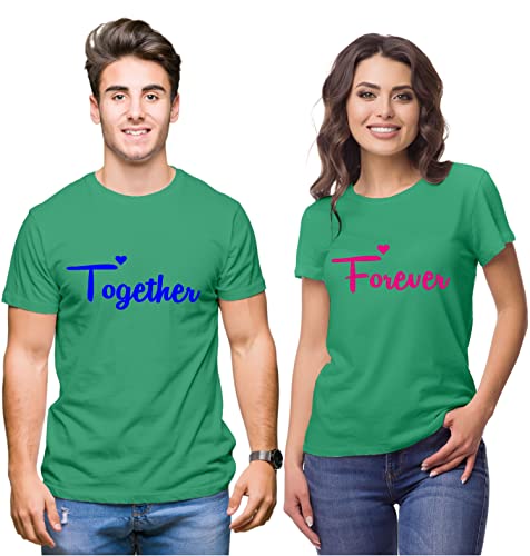 Image of Hangout Hub Hangout-Hub-NP18 Men's & Women's Round Neck T-Shirt-Together Forever | Always Protec Trust King Queen-Pack of 2-Couple T-Shirts