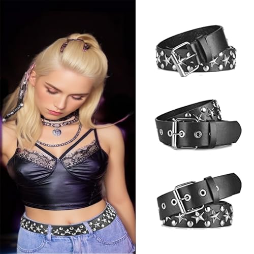 Studded Punk Y2K Goth Belt, Genuine Leather belts, for Men or Women4