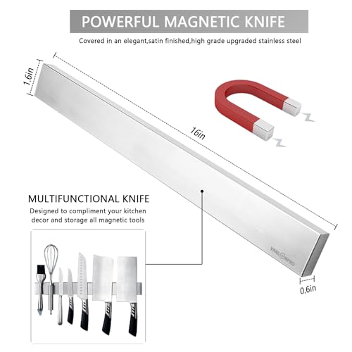 Vanlonpro Magnetic Knife Holder, Vanlonpro Stainless Steel Knife Magnetic Strip For Wall, Heavy Duty Magnet Strip For Knives, Magnetic Tool Organizer, Kitchen Utensil Holder, Easy Install Rack thumb #1