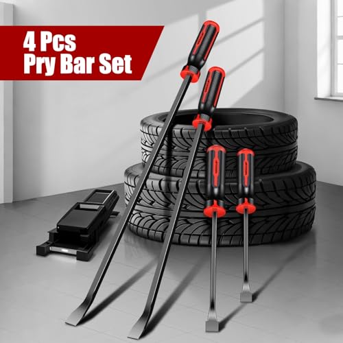 WISEUP 4-teiliges Brecheisen-Set, 8\, 12\, 18\, 24\ Robustes Brecheisen mit dickeren Schlagkappen zum Hebeln, Abreißen, Werkzeuge für Kfz-Mechaniker