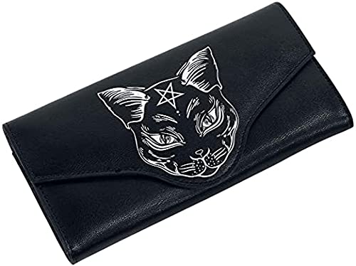 Lost Queen Women's Gothic Black Cat Pentagram Flap Wallet Nemesis Ladies Clutch3