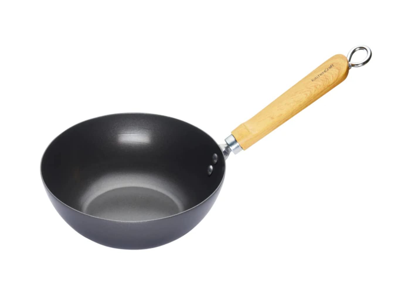 KitchenCraft World of Flavours Oriental Carbon Steel Non-Stick Wok, Stir-Fry Pan for Stir-Fries, Deep Frying and Everyday Asian-Style Cooking, PFAS-Free Cookware, 20cm