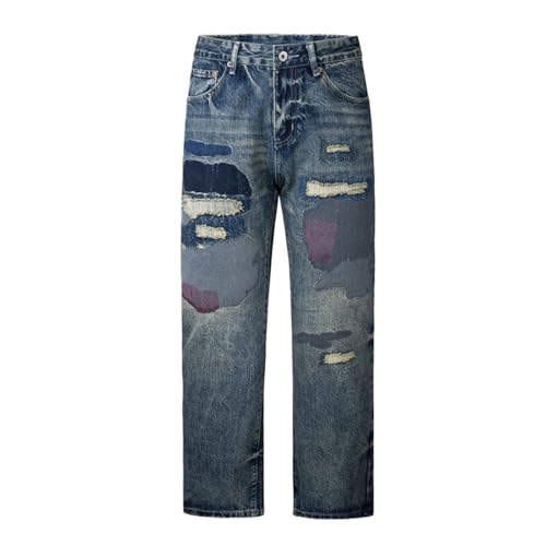 Jeans Pants Trouser Denim Spring and Autumn Heavy Weight High Street Piercing Men's Loose Classic Rascal Trendy Casual