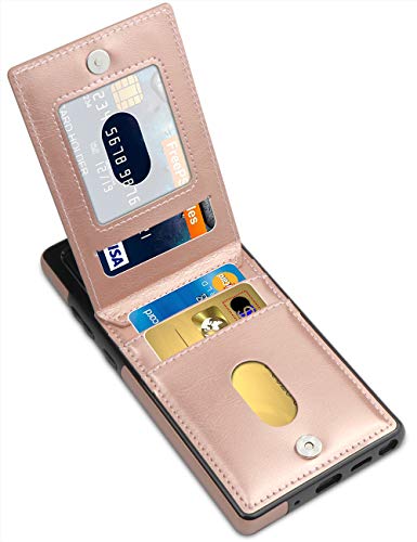 Samsung Note 20 Case, LakiBeibi Dual Layer Lightweight Premium PU Leather Galaxy Note 20 Wallet Case with Card Holders Magnetic Lock Flip Protective Case for Samsung Galaxy Note 20 (2020), Rose Gold