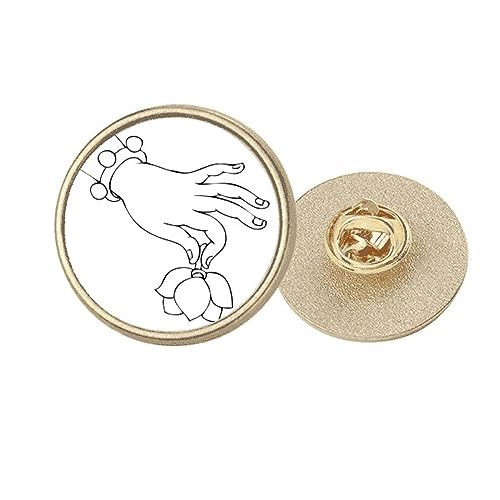 Broche rond métal doré Culture Lotus Taille M | Clip de ligne de dessin
