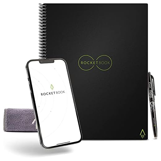 Rocketbook Smart Reusable Notebook - Dot-Grid Eco-Friendly Notebook with 1 Pilot Frixion Pen & 1 Microfiber Cloth Included - Infinity Black Cover, Executive Size (6" x 8.8")