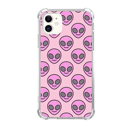 Veakgpligo Pink Aliens Case Compatible With Iphone 11, Cute Aliens Phone Case For Girl Women Men, Unique Soft Tpu Bumper Cover Case #TOP6
