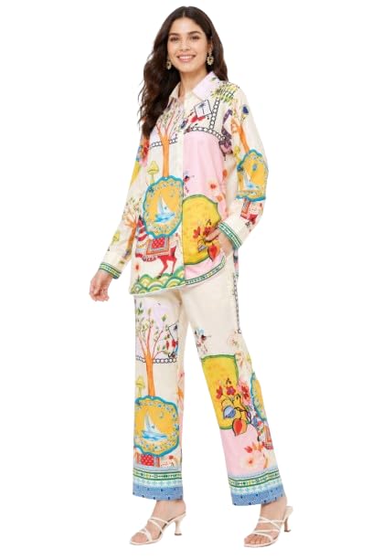Women’s Premium Printed Satin Co-Ord Night Suit Set | Full Sleeve Shirt & Pajama Lounge Wear | Multicolor Sleepwear Set-picture-11