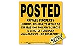 Voss Signs Yellow Aluminum Posted Private Property Signs (25 Pack)