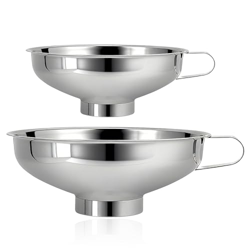 Acier Inoxydable Entonnoir de Confiture 2pcs Entonnoir de conserve cuisine pour le transport de Liquides Huiles Poudres Haricots et Confitures