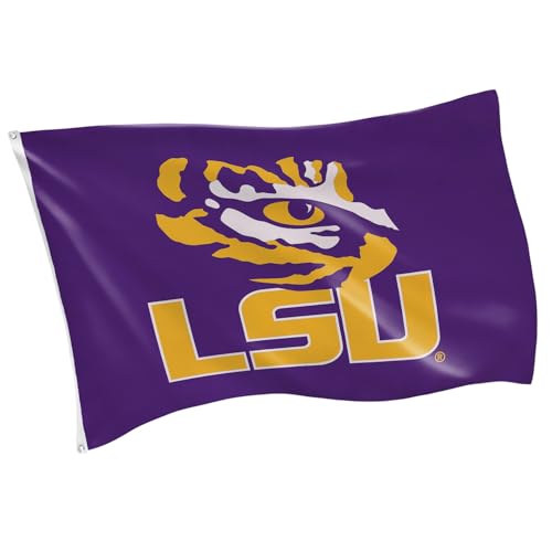 NCAA Louisiana State University Flag with Grommets 3x5 LSU Tigers Outdoor College Flags & Banners for Garden Patio Indoor Wall Dcor