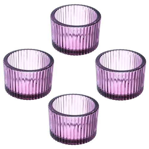 PATIKIL Porte-Bougies en Verre Violet, Lot de 4, Mariage, Dîner, Fête