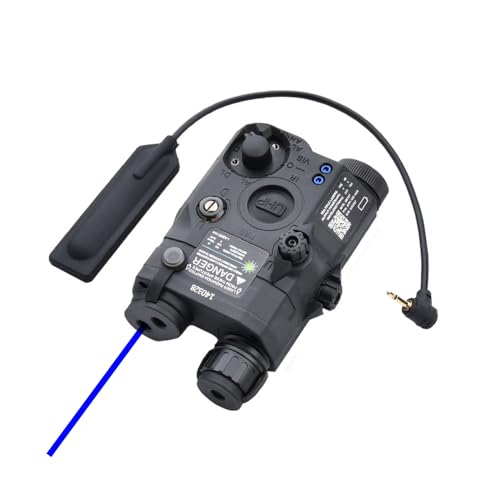 Plastic PEQ15 Box Aiming Laser Sight(with Blue Laser+IR Fill Light+Strobe/Momentary/Constant White LED Flashlight), & Modular Wire Control Pressure Switch Combo,for 20mm Rail, Black