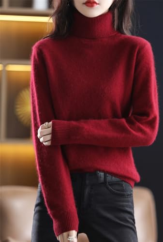 Niiyyjj 100% Mink Cashmere Women Turtleneck Sweater Solid Knitted Pullover Sweater Long Sleeve Slim Jumper2