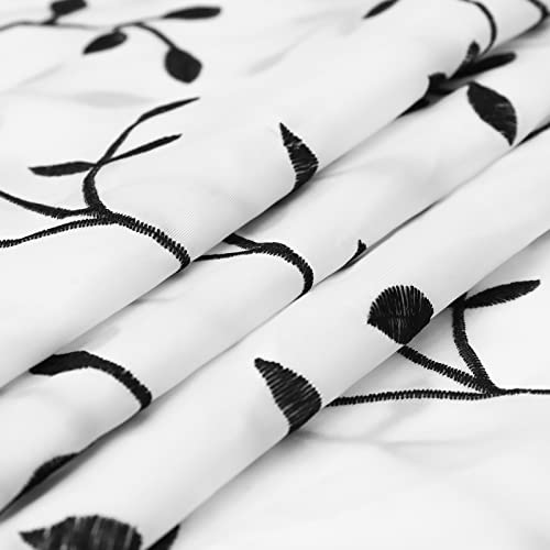 Randall 63FLRWT Floral Sheer Curtain Panel Set With Attached Valance Botanical Embroidery Taffeta- 2 Panels+1 Valance thumb #3