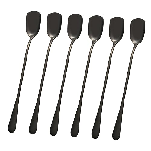 KICHOUSE 6 Pack Long Handle Ice Beverage Spoons Ice Cream Scoop Spoon for Bar Home Use