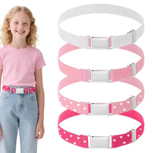 Hauojaus 4 Stück Kindergürtel Mädchen, Elastischer Gürtel Kinder kindergürtel jungen 55x2.5cm/21.65 x0.98inch, Verstellbar Gürtel Kinder Jungen (4 Farben)