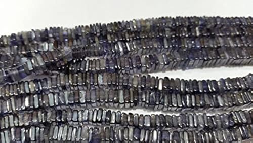Iolite flat square perles naturelles bleu violet pour bijoux symboliques - 2