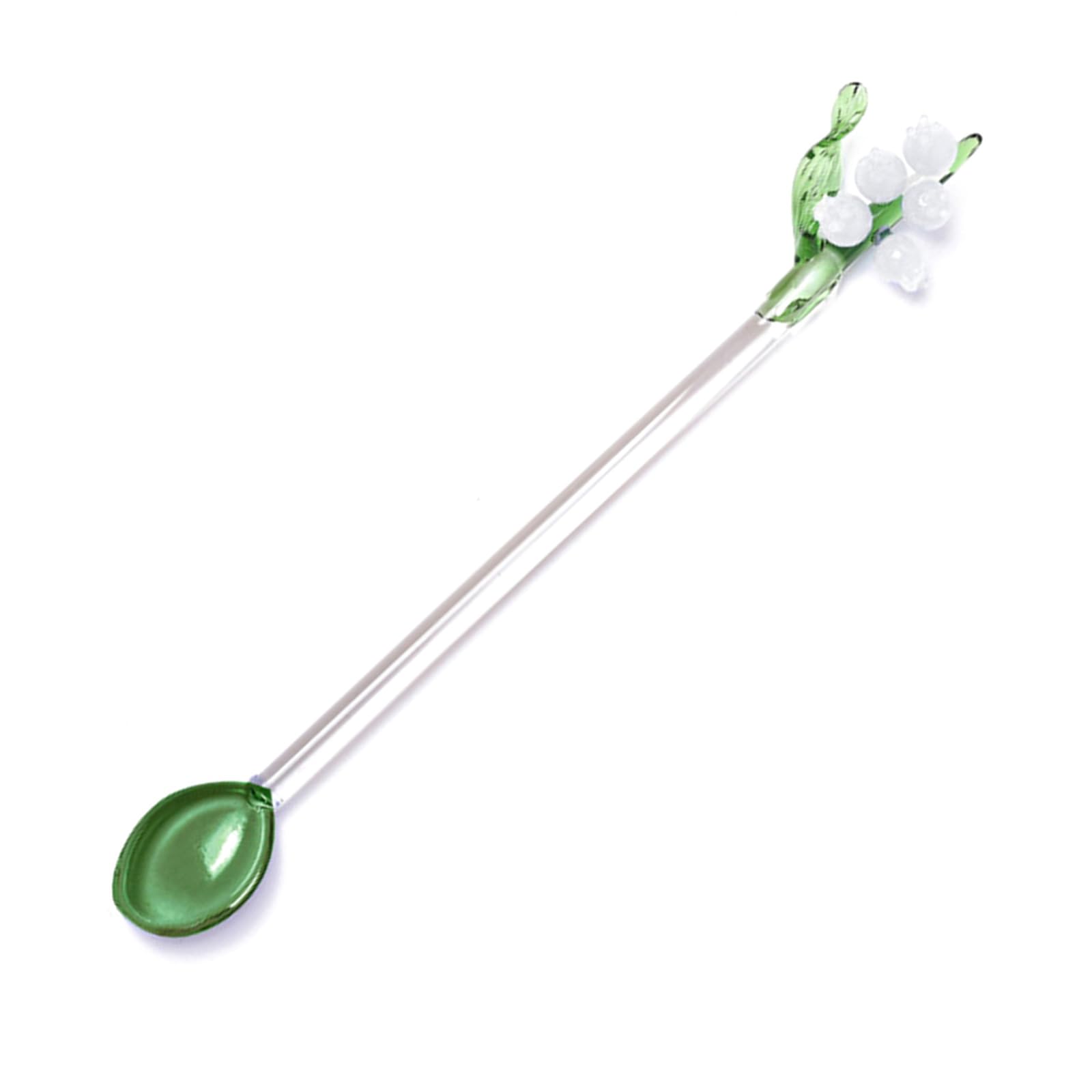 HUIFACAI Glass Stirring Spoon Bells Orchids Flower Stirring Rod Coffee Teas Mixing Spoon Drinkware Stirrer Spoon Restaurant Coffee Mixing Spoon, Green